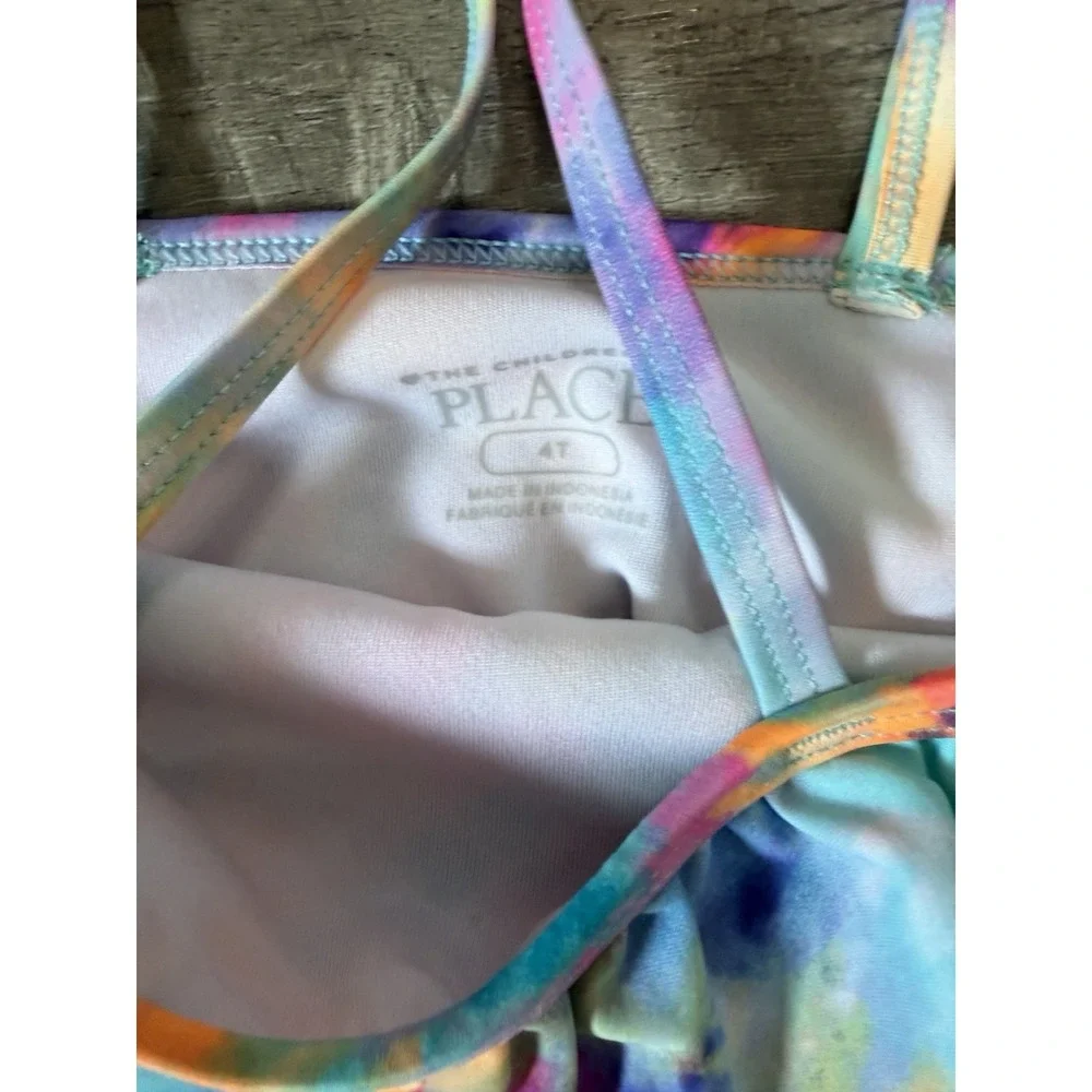 The Childrens Place Swimsuit Girls Large 10/12 Tie Dye Tankini Swimwear